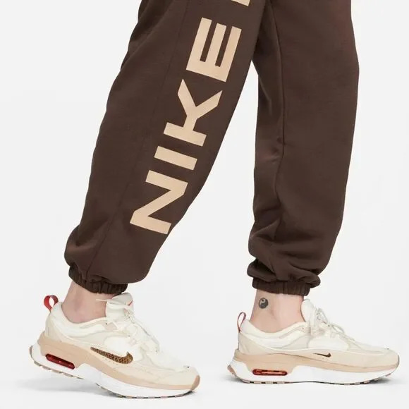 Nike Air Max High-Waisted Joggers Women's L Brown Beige Fleece New LE FB8051-237 - Picture 7 of 16